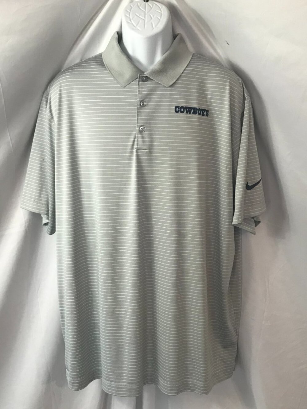 Nike Cowboys NFL Gray/White Activewear Athletic Sport Cut Polo Shirt